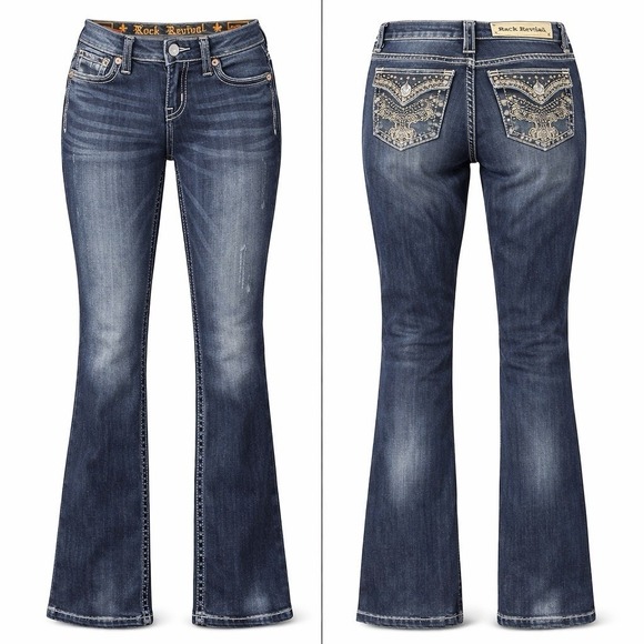 Rock Revival Raven Skinny Jean WOMEN 24EMBROIDERED THICK STITCH WHISKERING - Picture 2 of 11